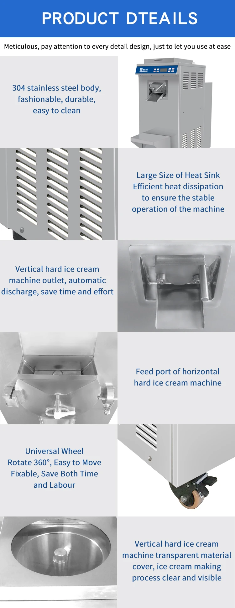 Tasty Gelato Machine Hard Ice Cream Machine Batch Freezer For Commercial