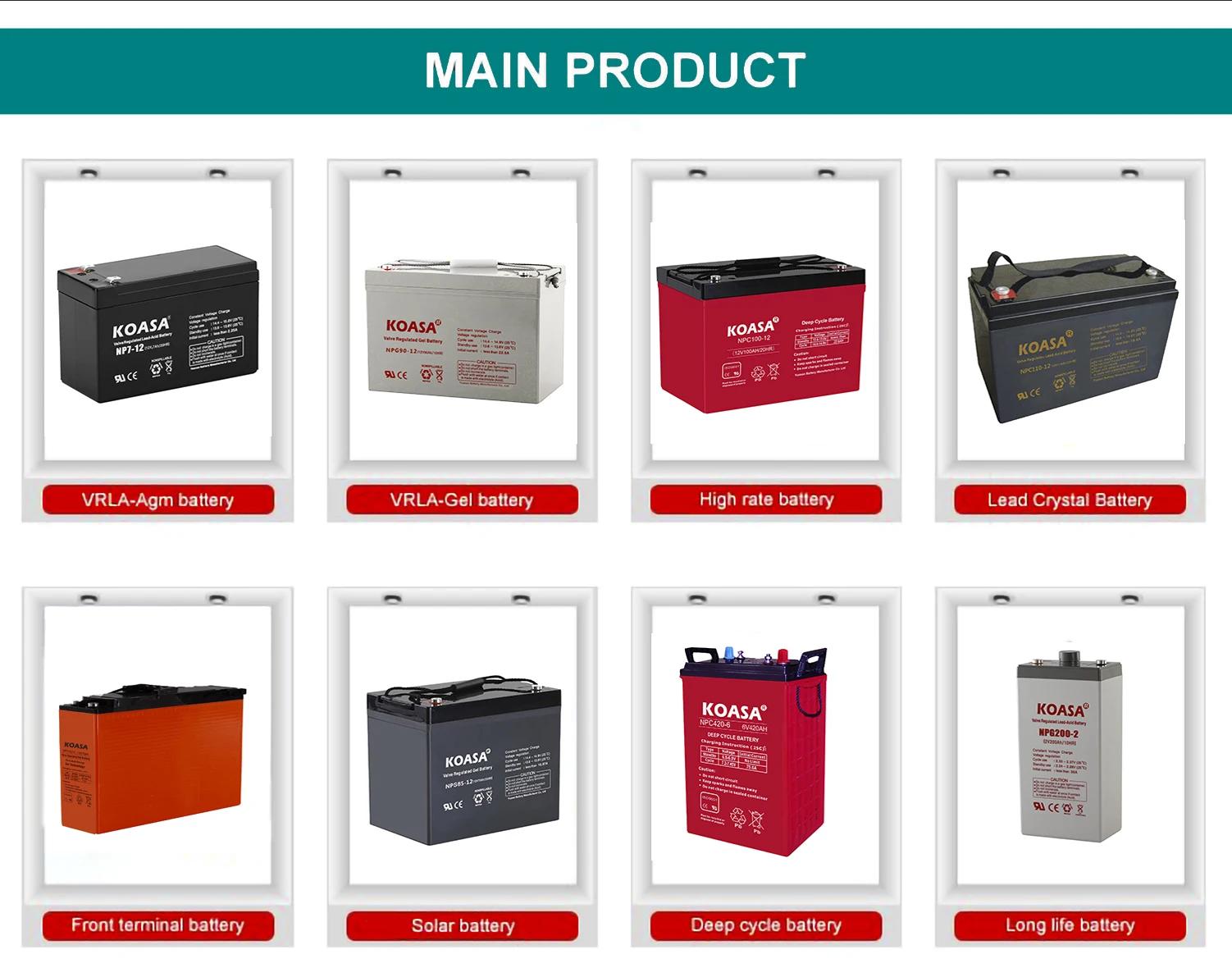 KOASA NPG100-12 Deep Cycle Batteries 12V 100AH  Lead Acid Gel Battery