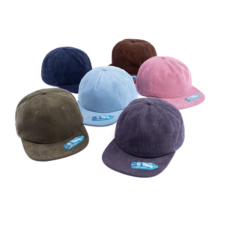Vintage gorras low profile hip-hop flat brim vintage 5 panel camper unstructured corduroy snapback caps