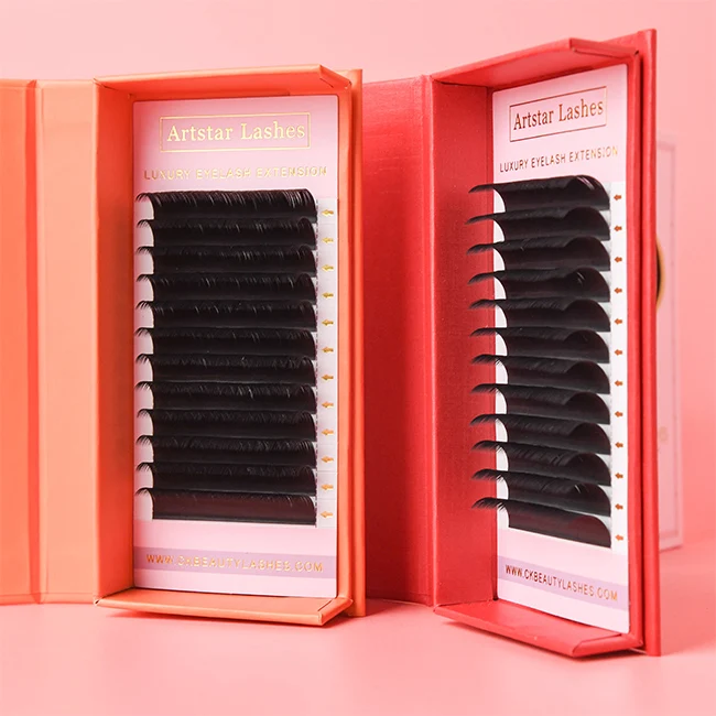 Mega Volume Fan Eyelash Extension Tray Vendor Matte PBT Fiber 5-25mm Silk Mink Cashmere Lash Extensions