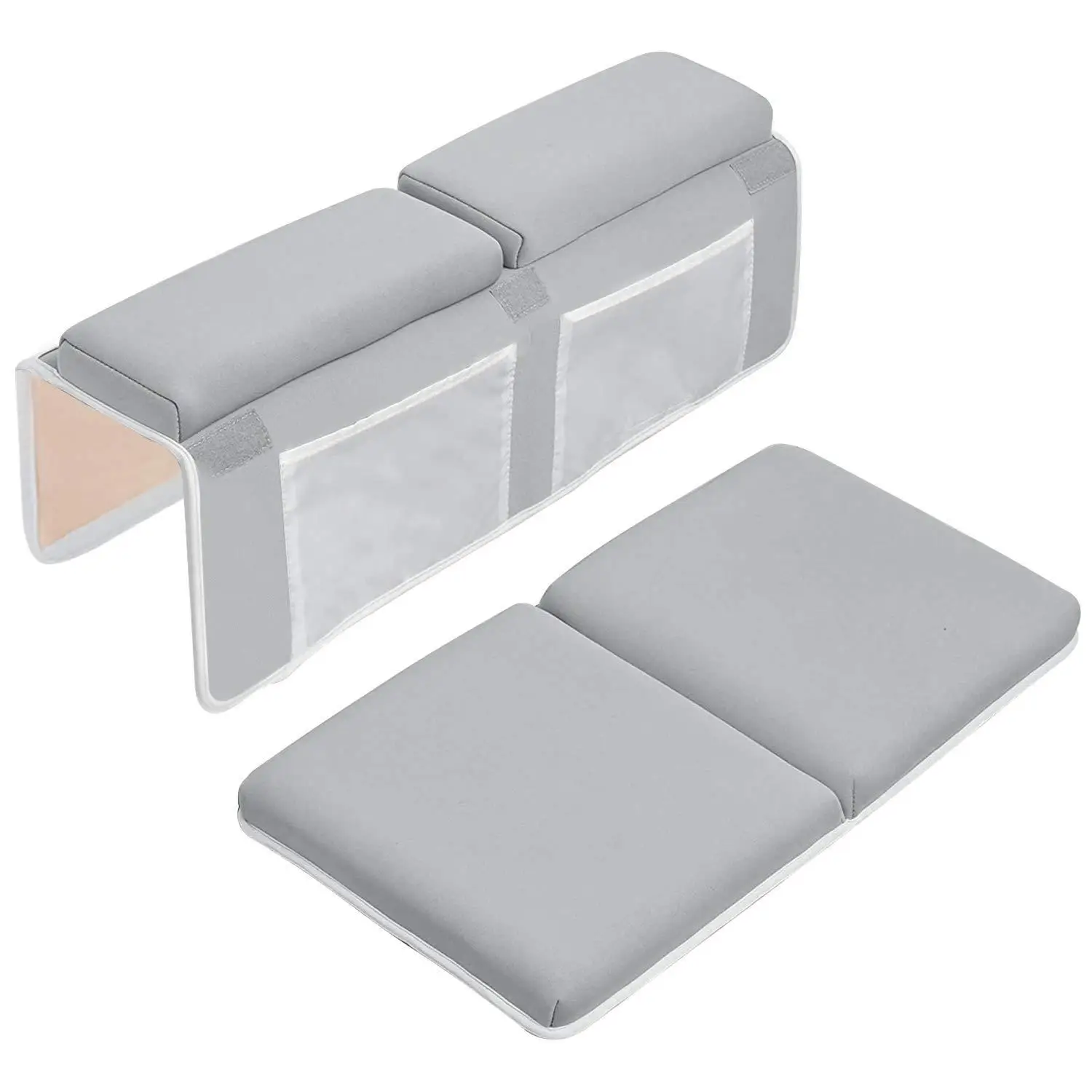 Custom Portable Baby Bath Kneeler and Elbow Rest Pad Set - Thickest Bathtub Kneeler Pad with Memory Foam and Bath Toys Organizer