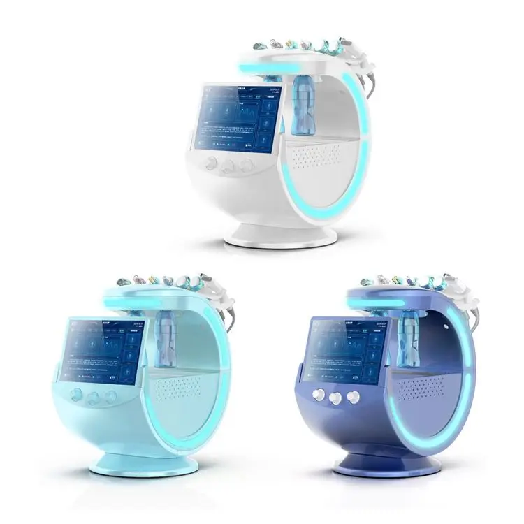 Ice Blue  Mirror Skin Deep Facial cleaning Sprayer Machine 7 in 1 hydro dermabrasion oxygen equipment