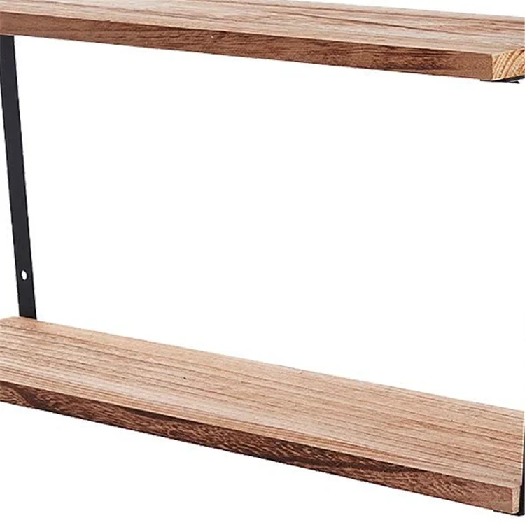 Factory Direct Sell Kitchen Storage Spice Rack Organizer 2 Tier Floating Wall Mounted Solid Wood Toilet Bathroom Storage Shelf