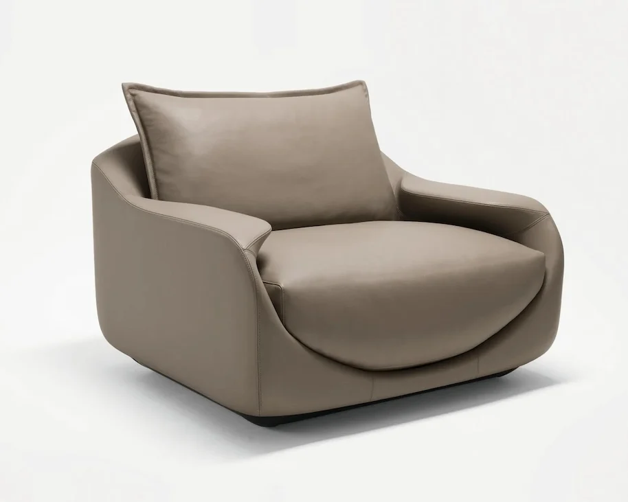 Nordic Luxury Modern Villa leather 1 person seat Sofa Chair Backrest Chair Designer Solid Wood Armchair Single person sofa
