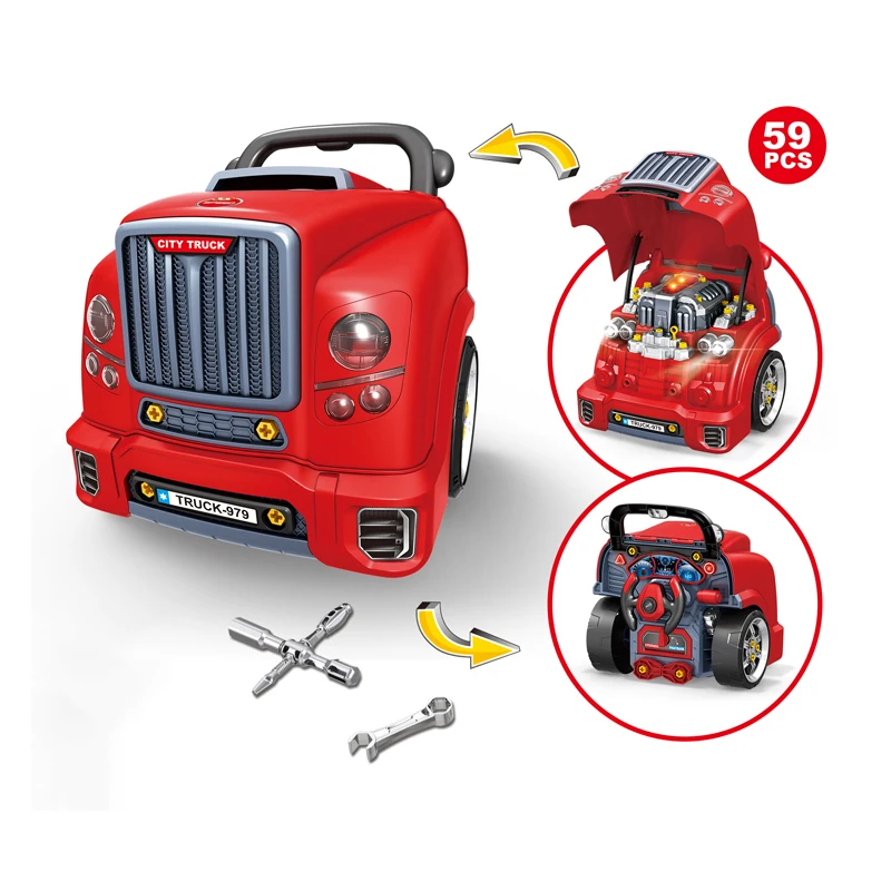 Bemay Toy  Kids Mechanic Repair Set,Big Builder Kit,Take Apart Motor Vehicle Pretend Play Car Service Station,Engine Work Shop