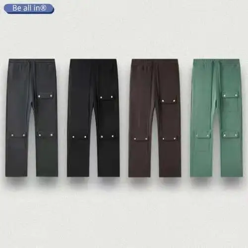 New style 360g solid color plus velvet foot guard pants cargo streetwear pants leisure pockets men/women plus size pants