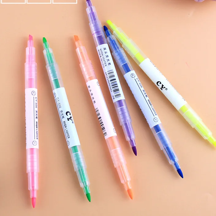 Dual Tip Customized Light Highlighter Marker Pen Set