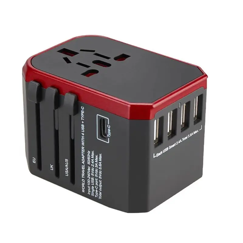 Universal Travel Adapter  4 Ultra-Fast USB Port and 1 Ultra-Fast USB Type C Port outlet adapter USB fast charger