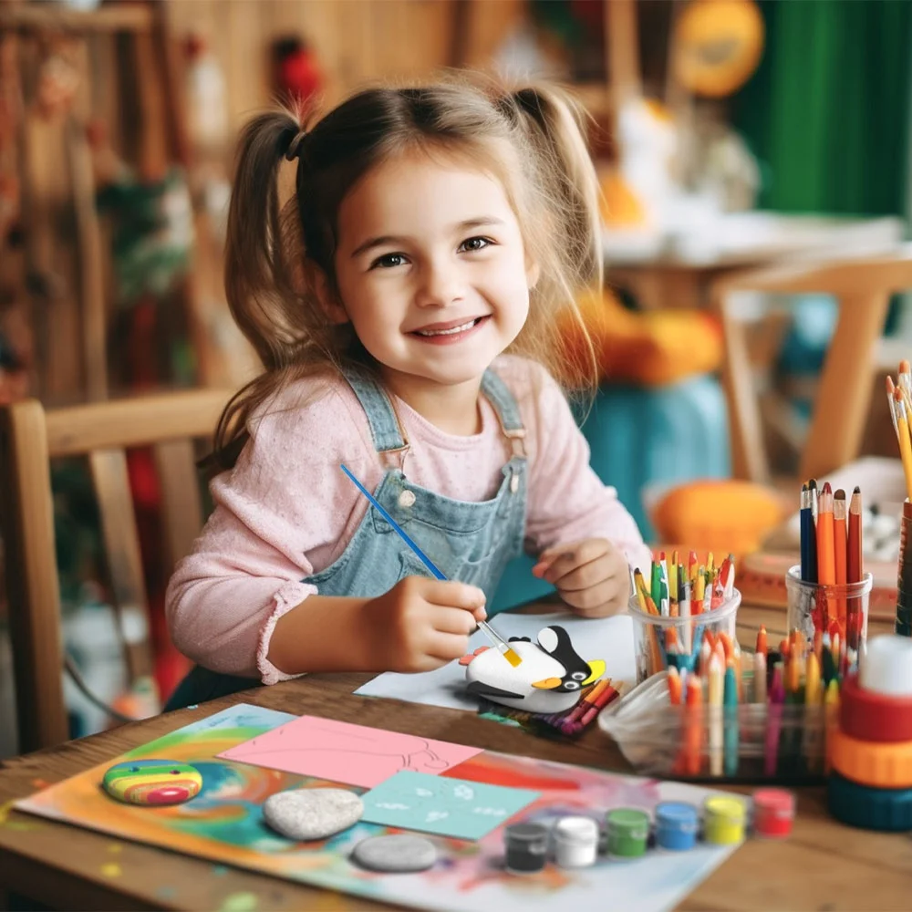 Creative Rock Painting Kit EVA Dec. Colorful Animal Rocks DIY Arts & Crafts for Kids