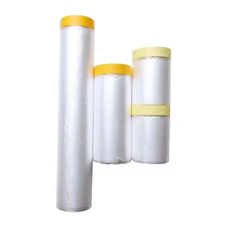 Водонепроницаемый пластиковый брезент для художников, прозрачный чехол с малярной лентой, предотвращает покраску от пыли для автомобиля, мебели, ковра, пола