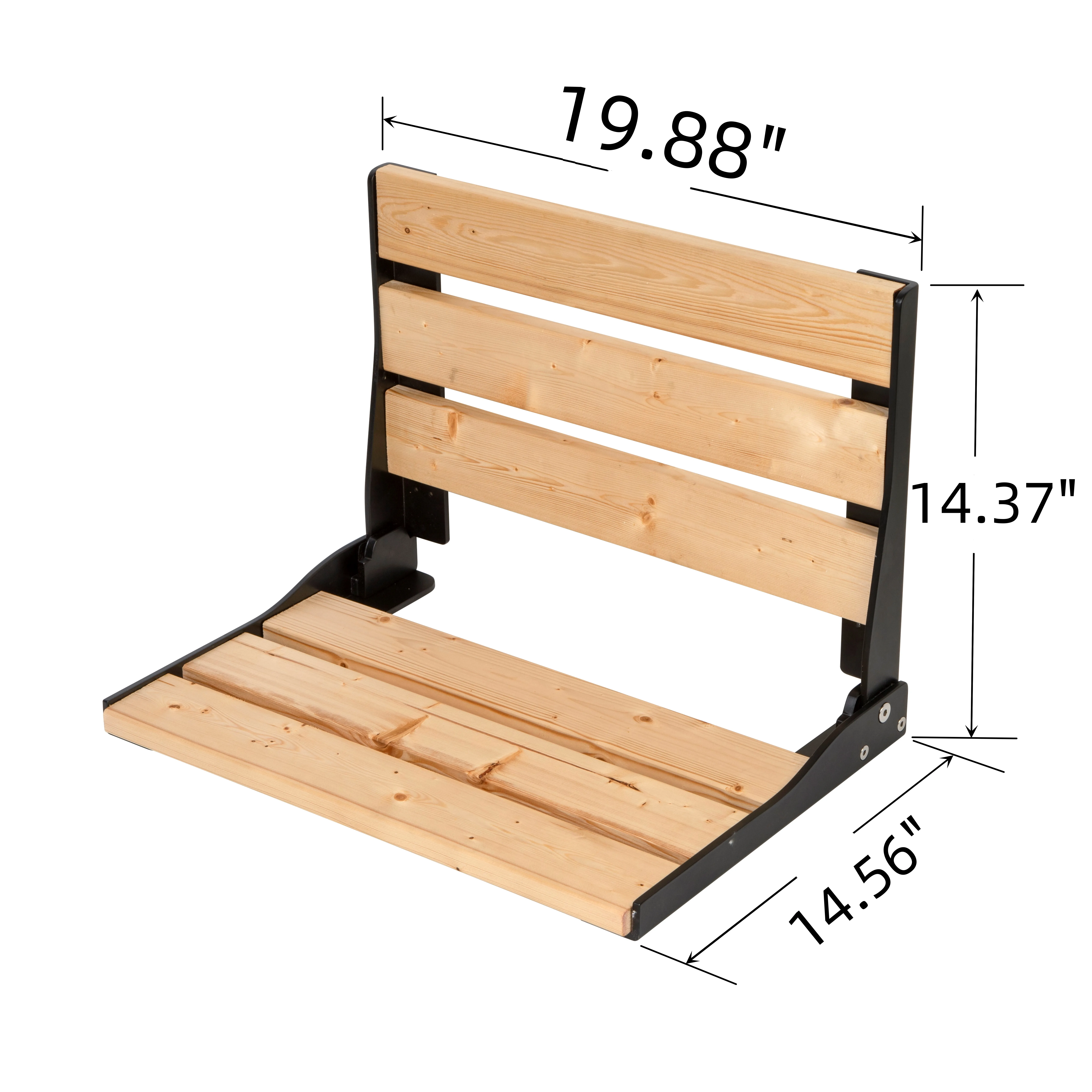 Modern U-Shaped Wall-Mounted Teak Stool Shower Seat and Folding Bench with Wooden Silhouette for Bathroom
