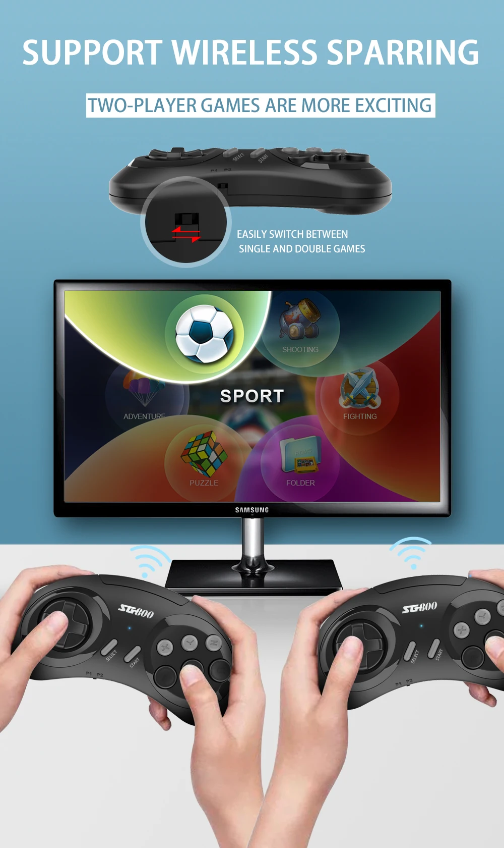 Игровая консоль SG800 4K со встроенными 688 играми игровая Mini Consola TV для