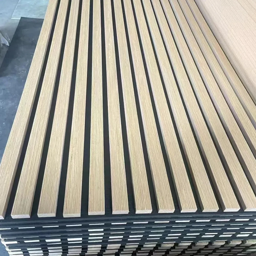 Noise Reduction Wooden Veneer MDF Wood Slats MGO Acoustic Wood Panel Pet Felt Backing for Wall Covering and Ceiling
