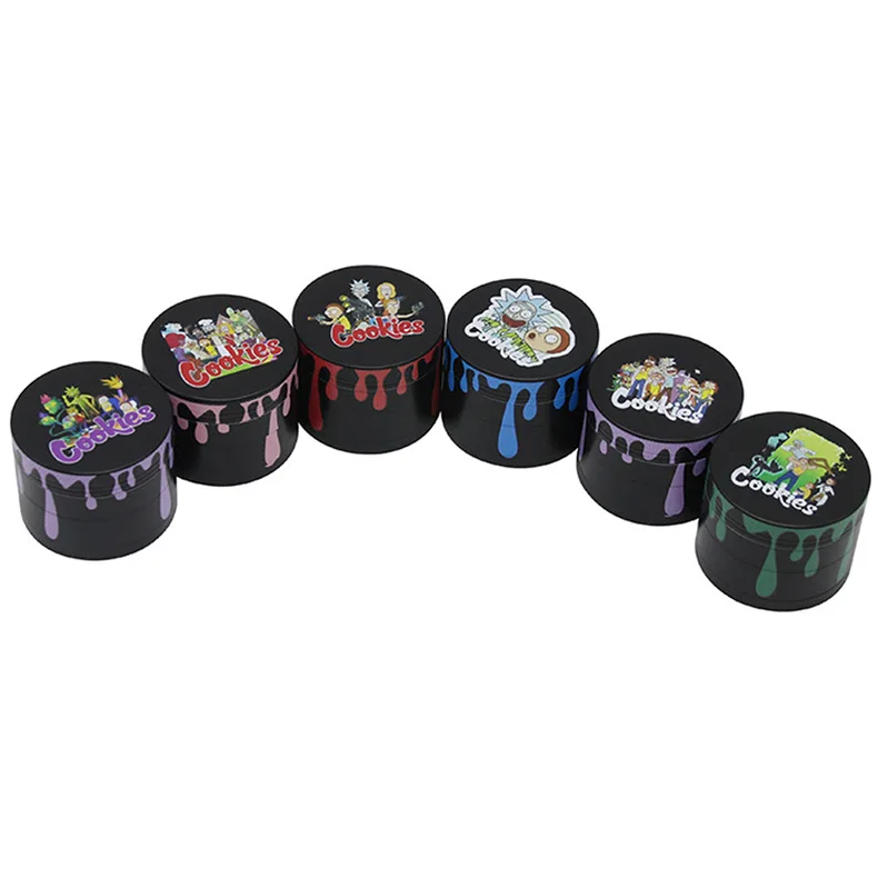 Hot Selling Rick Morty Water Drop Pattern Printed Herb Grinder Factory Price Tobacco Grinder Manual Spice Grinder for Smoking