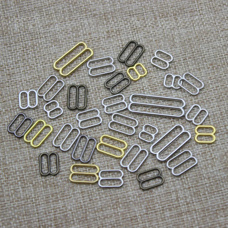 Wholesale ECO-Friendly Nick-Free Gold Plated Swimwear Buckles 6mm 8mm 10mm  Bra Ring And Strap Adjuster Slider