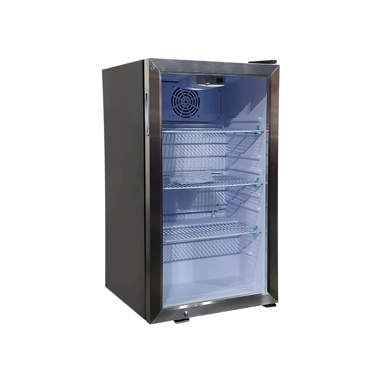 Meisda SC98 Cheap Small Sticker Displsy Refrigerator for Shop Portable Logo R134a/600a 3pc+1basket Electricity