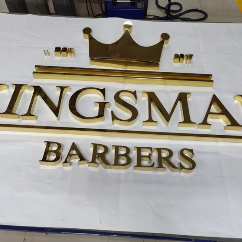 Eye Catching 3d Polished Golden Mirror Stainless Steel Letters Led Shop Wall Logo Sign