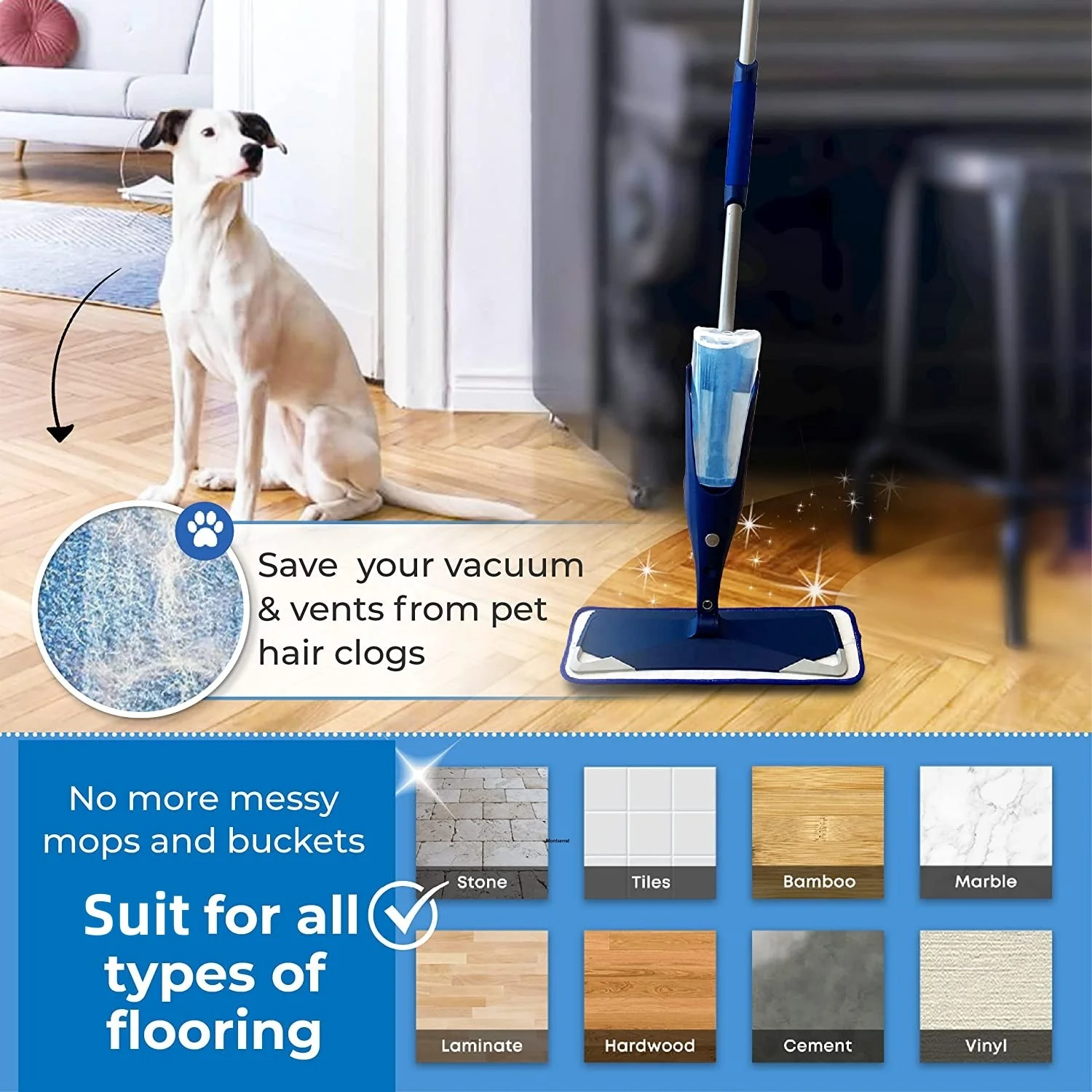 Compatible with Bona Customizable Commercial Use Quick Connect Aluminum Flat Mop Pads Reusable House Floor Dust Mop