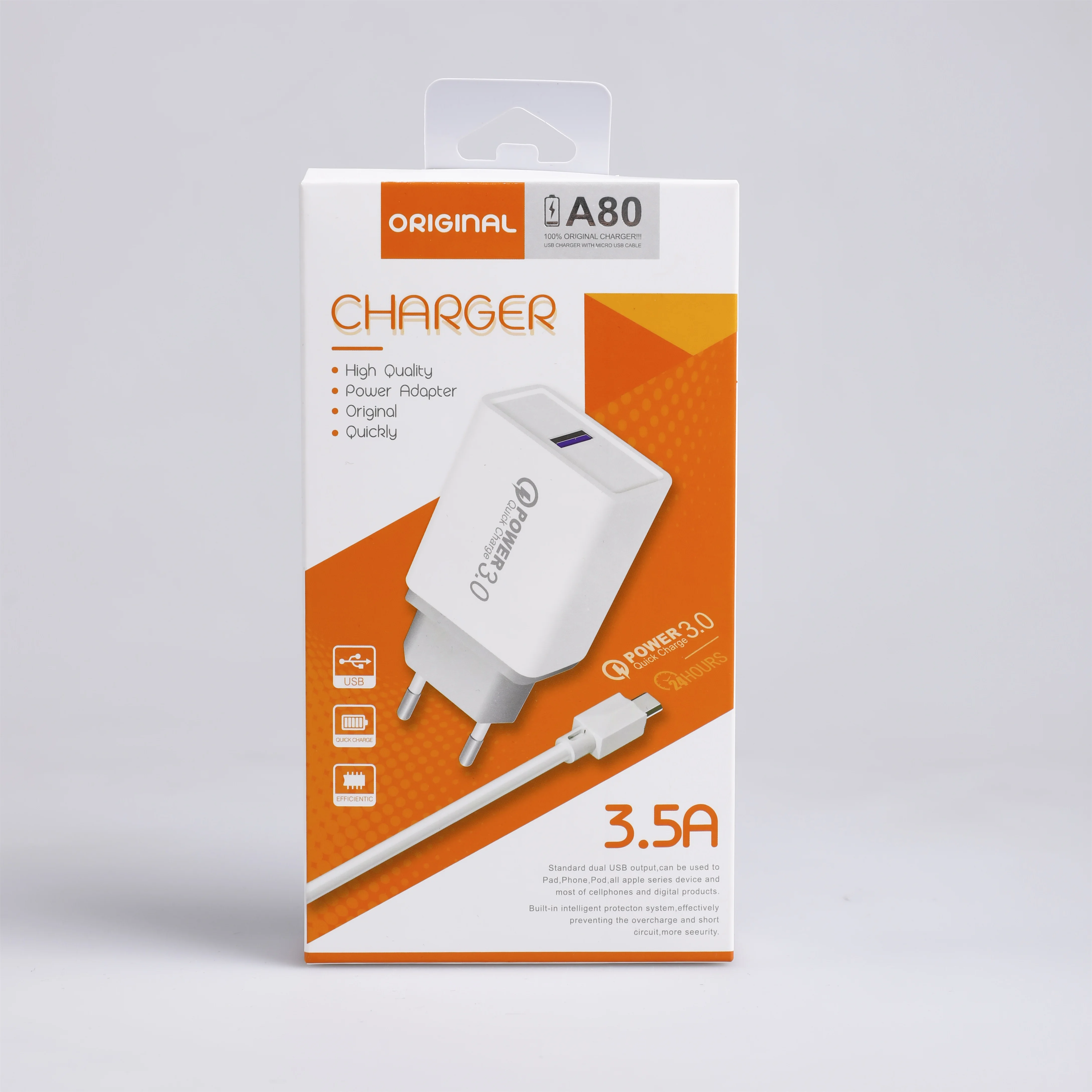 Factory  manufacture New product travel wall charger QC 3.0 mobile phone fast charging EU/US plug charger