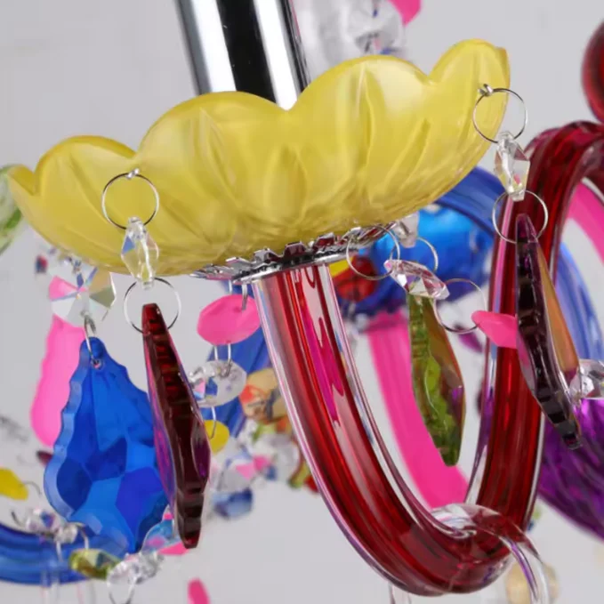 Creative Hanging Light Colorful Lighting Colored Crystal Beads Chandeliers Width 140