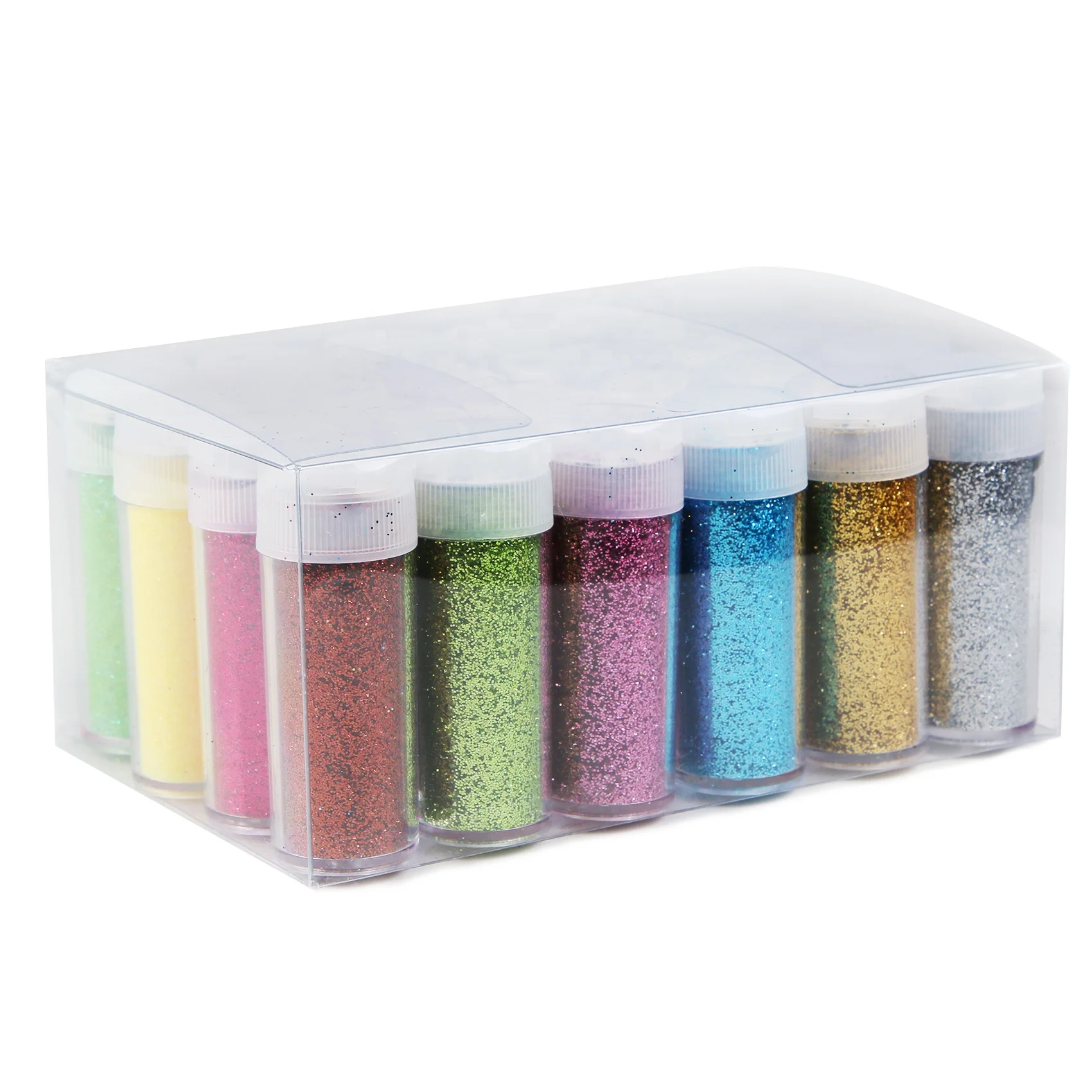 PET Glitter Powder For Nail Polish Craft Christmas Decoration DMC Series  High Flash Glitter 8g in Jar 12 Colors in a Set