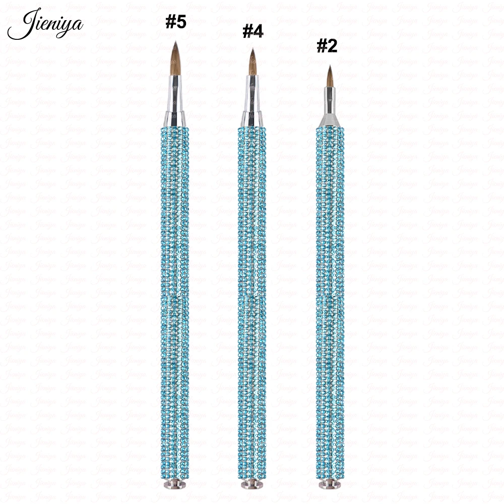 International size #2~#5 Shiny blue rhinestone diamond decoration handle pure sable hair kolinsky 3D brush Sculpture brush