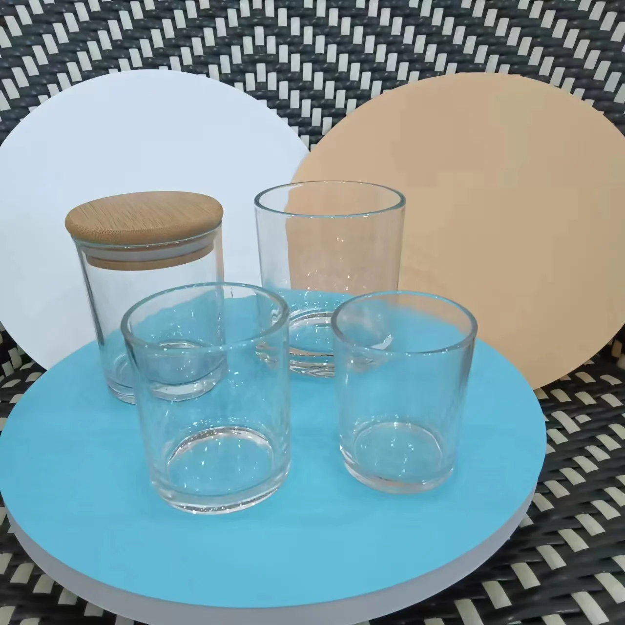 7oz 10oz 14oz frosted matte black white round bottom empty glass candle jars for candle making