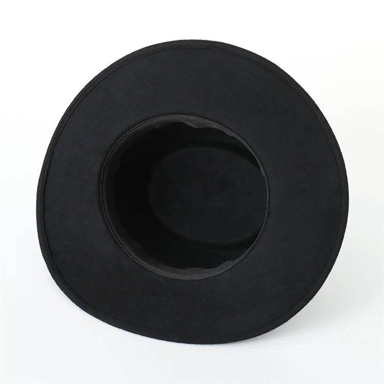 X1270 Unisex British Hats New Rabbit Fur Ball Decorative Wool Flat Hats Ladies Fashion Big Eaves Felt Flat Top Caps Fascinator