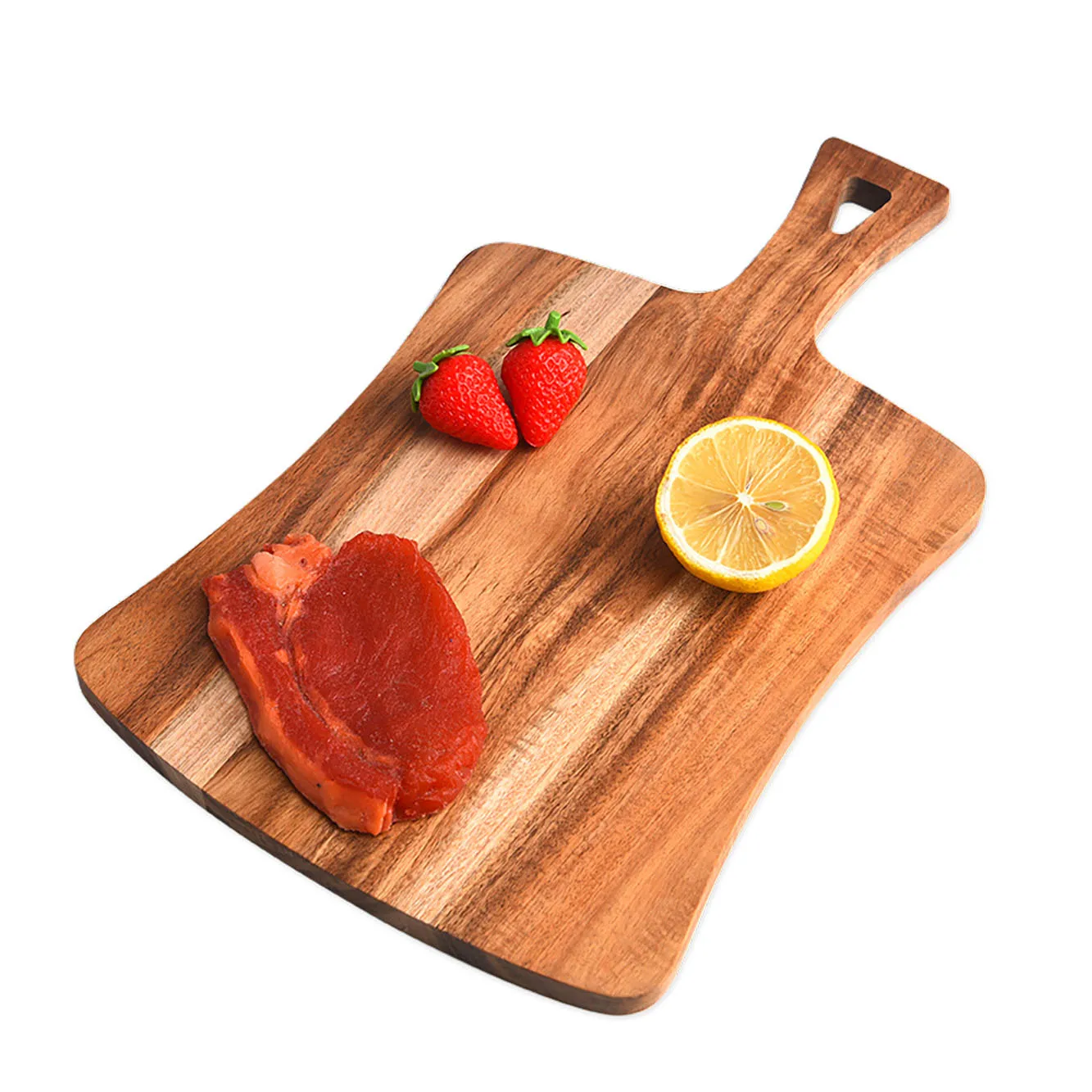 Eco Friendly Large Creative Rustic Handmade Acacia Wooden Cutting Board with Handle