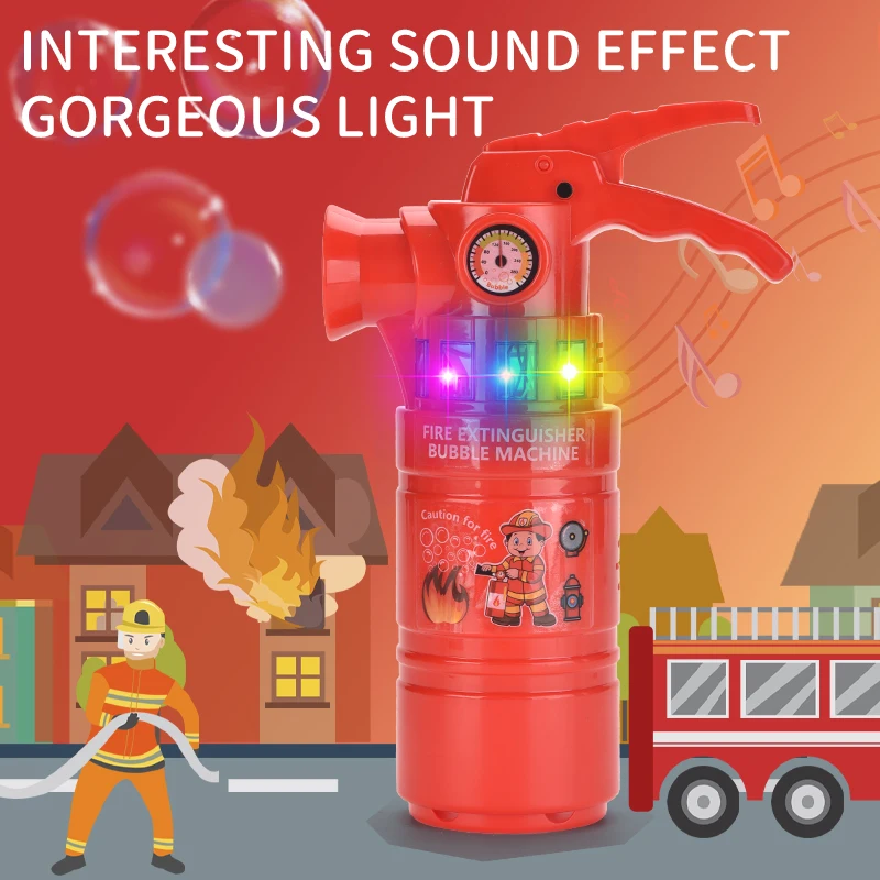 TOMMABO Outdoor Interesting Bubble Machine Toy With Light Bottle Refill Solution Fire Extinguisher Bubble Machine For Kids