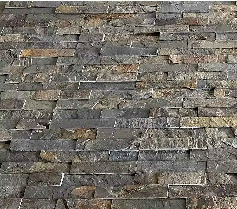 2024 Outdoor Decorative wall Stone Natural Slate Culture Stone For Fireplace And Exterior Rusty Black Wall Panel Cladding