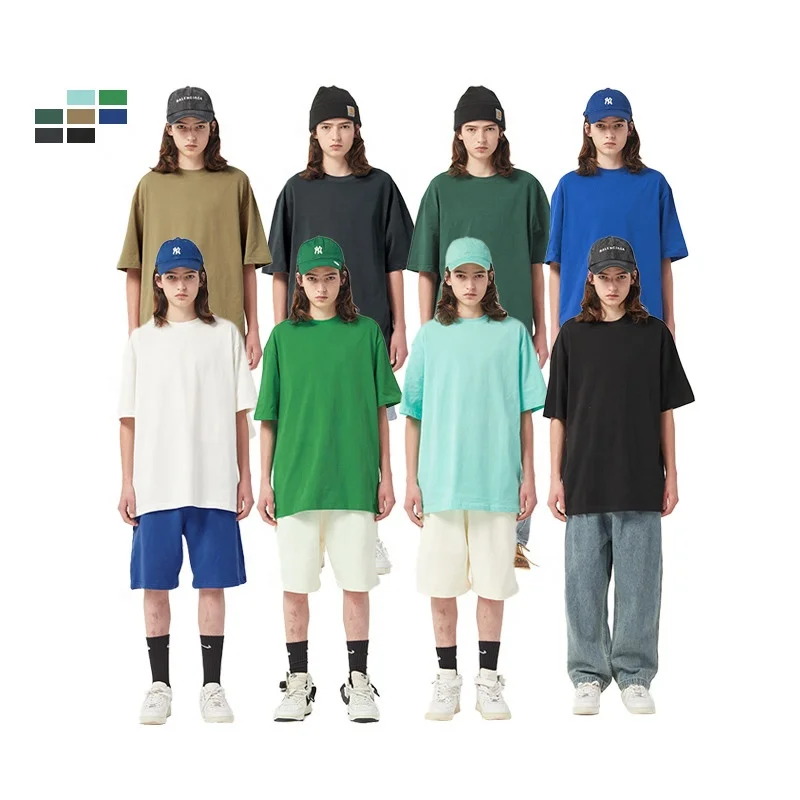 250g Heavyweight Pure Cotton Oversized Basic Tshirts Custom High Quality Loose Plain Mens T-Shirts Custom Printed T-Shirts