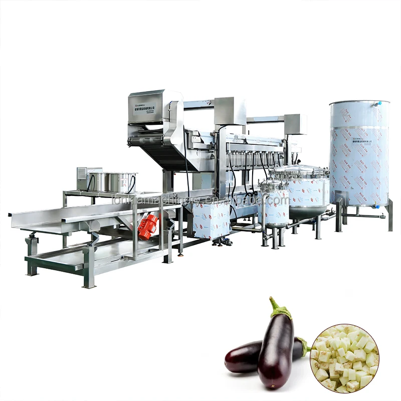 Peeling Eggplant Cutting Frozen Fried Eggplant Automatic Continues Frying Machine Eggplant Fries Machine