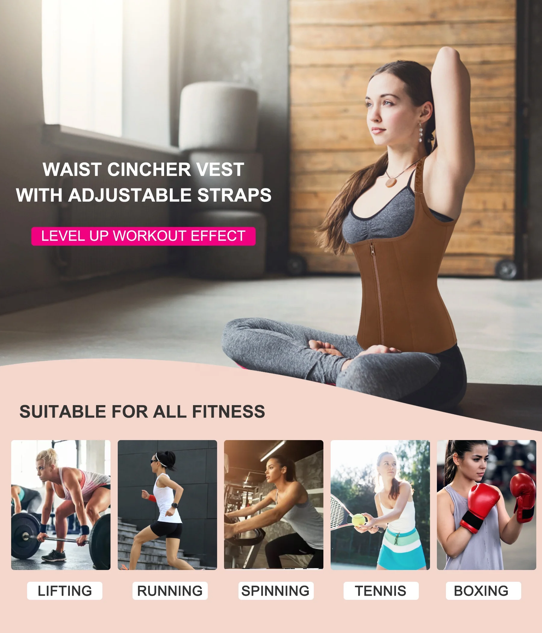 Waist Trainer Corset for Women Tummy Control Sport Workout Body Shaper Cincher Trimmer Tank Top Sport Girdle with Steel Bones