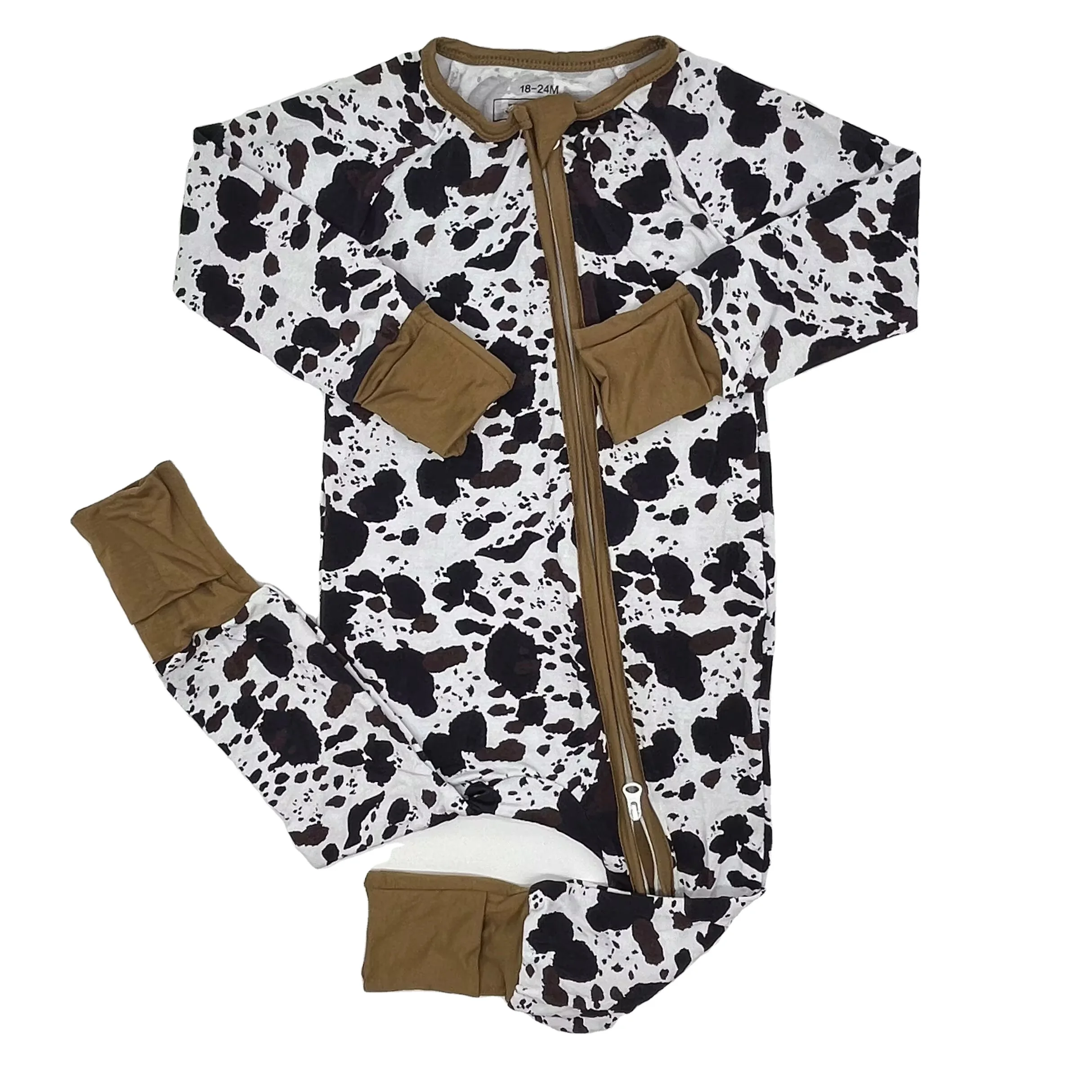 Оптовая продажа Рождественский комбинезон унисекс из бамбукового волокна с узором снежинки и длинными рукавами детский