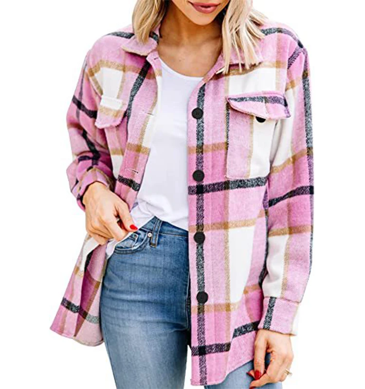 OEM/ODM flanela 2023 classic The fashion button down shirts is perfect choice daily wear hot selling loose fit plaid shirt