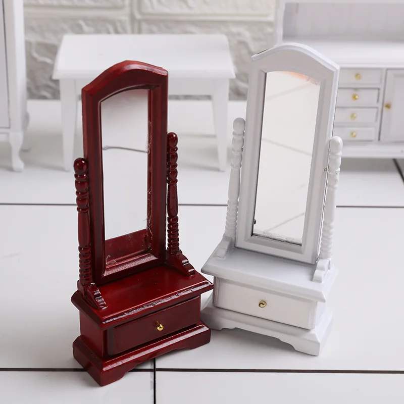 Handmade Decoration Miniature Full-length Dressing Mirror 1:12 Accessory Room Doll Miniature Dressing Mirror