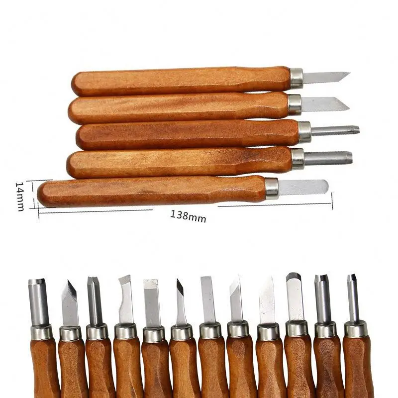 12 PCS Hobby Annatto Graver Alloy Steel Wood Craving Knife Set