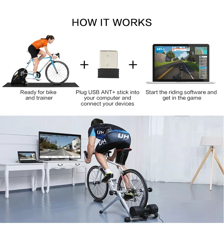 Велосипедный тренажер CYCPLUS 5450 usb ant + stick совместимые устройства chip для