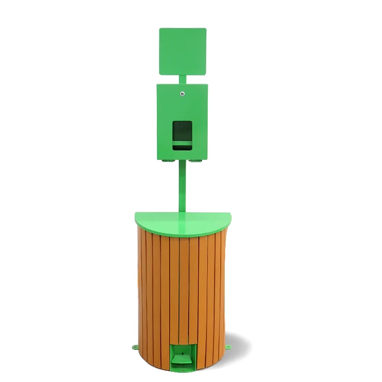 Outdoor Galvanized metal and wood pet waste disposal dispenser Dog poo bag dispenser station