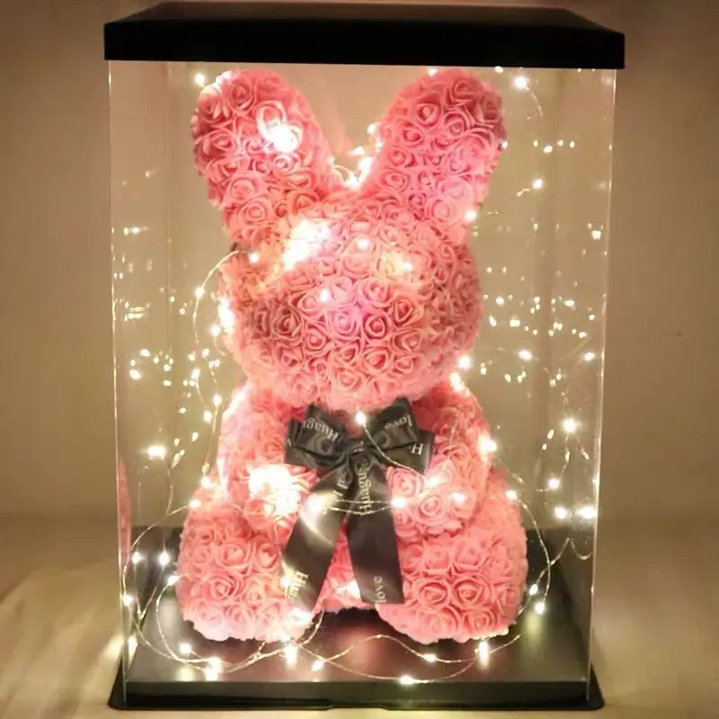 Пользовательские 40 см розы Кролик пасхальные подарки на день матери подарки Тедди Роза кролик на свадьбу День Святого Валентина Декор поставки