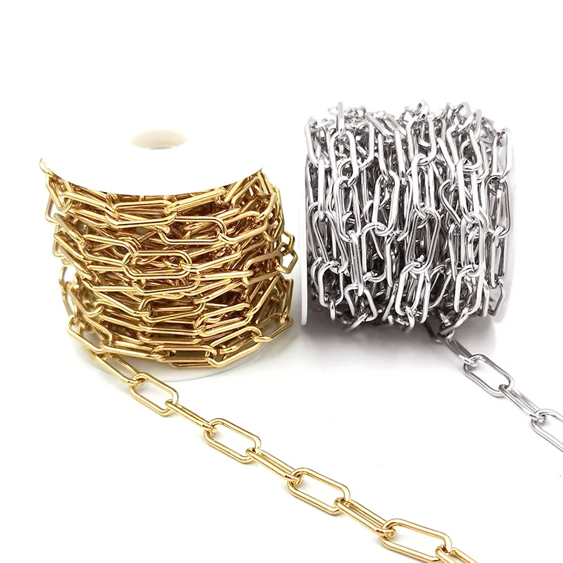Necklace Decorative Chain 18k vacuum plating Gold protective coating Stainless Steel Oval round link chain paperclip chain
