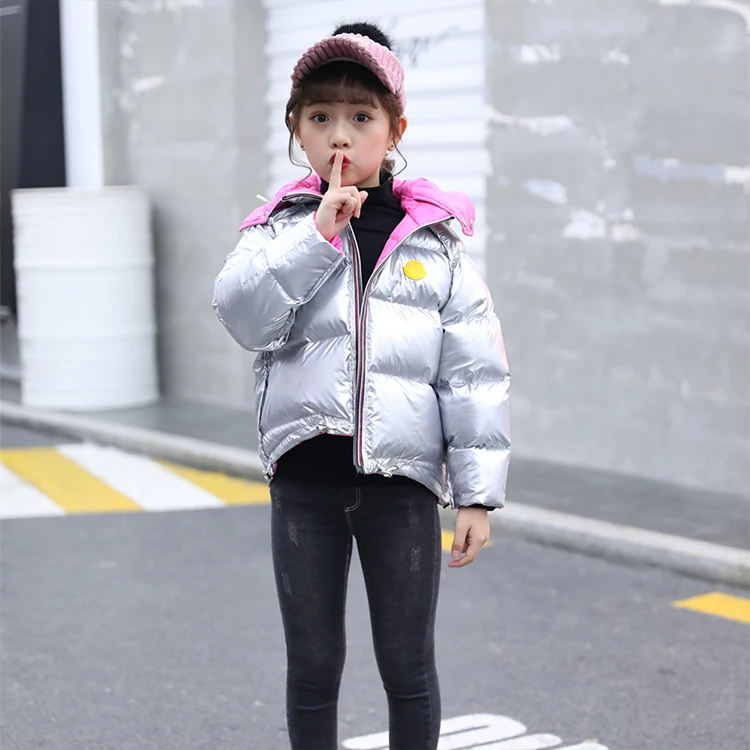 
Factory price both positive and negative girls shiny down jacket kids duck down jacket for children 