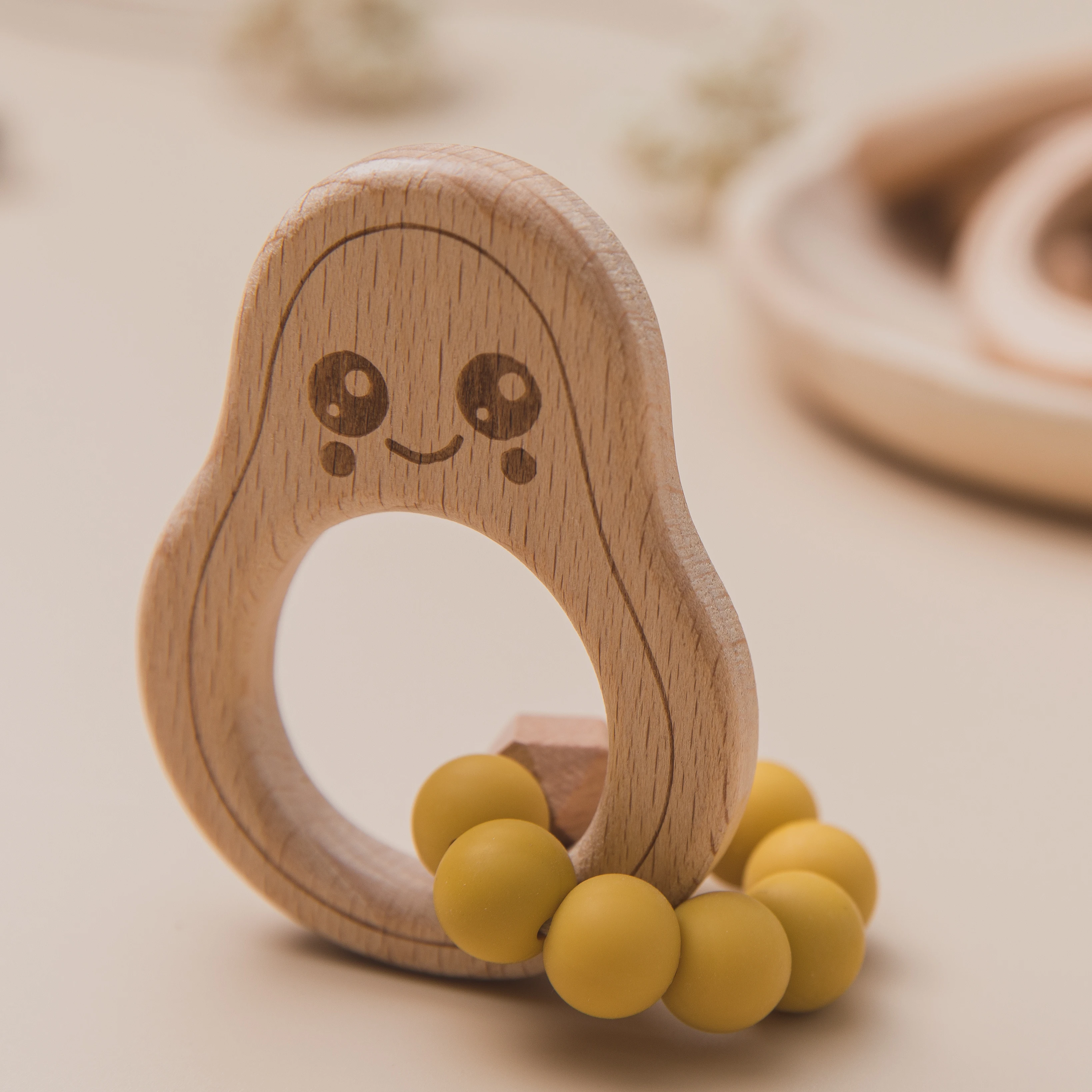 Avocado Beech Ring Silicone Beads Bracelet Suitable For Baby
