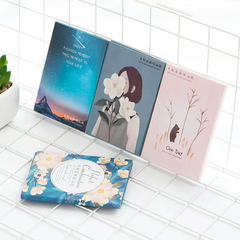 
50pcs/pack Flax Pulp fiber Refreshing Oil Absorbing Tissues Face Oil Blotting Paper Makeup Absorbing Sheets Easy Carry Film 