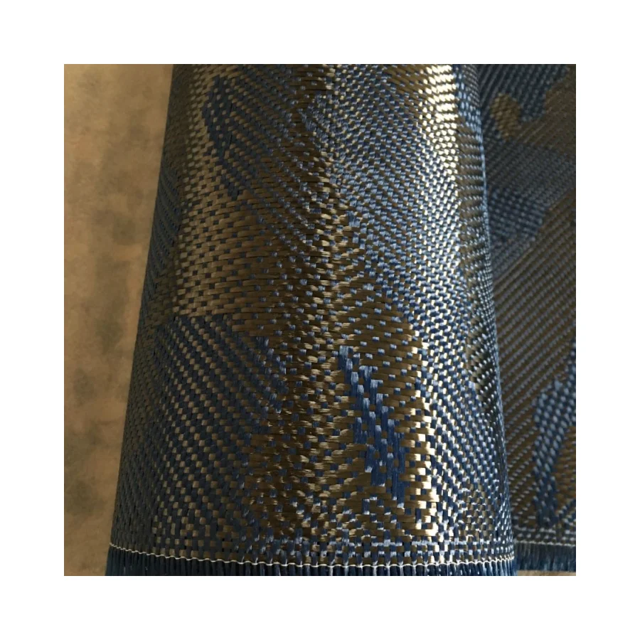 Width 1000mm Blue Camouflage Jacquard Carbon and Aramid Hybrid Fiber Fabric