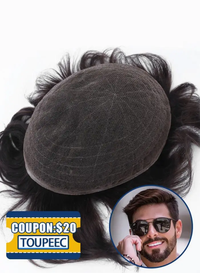Human Hair Men Lace Toupeec Super Fine Mono Hair System High Quality and Durable Lace Toupee Virgin Remy Indian for Men 1 Pc