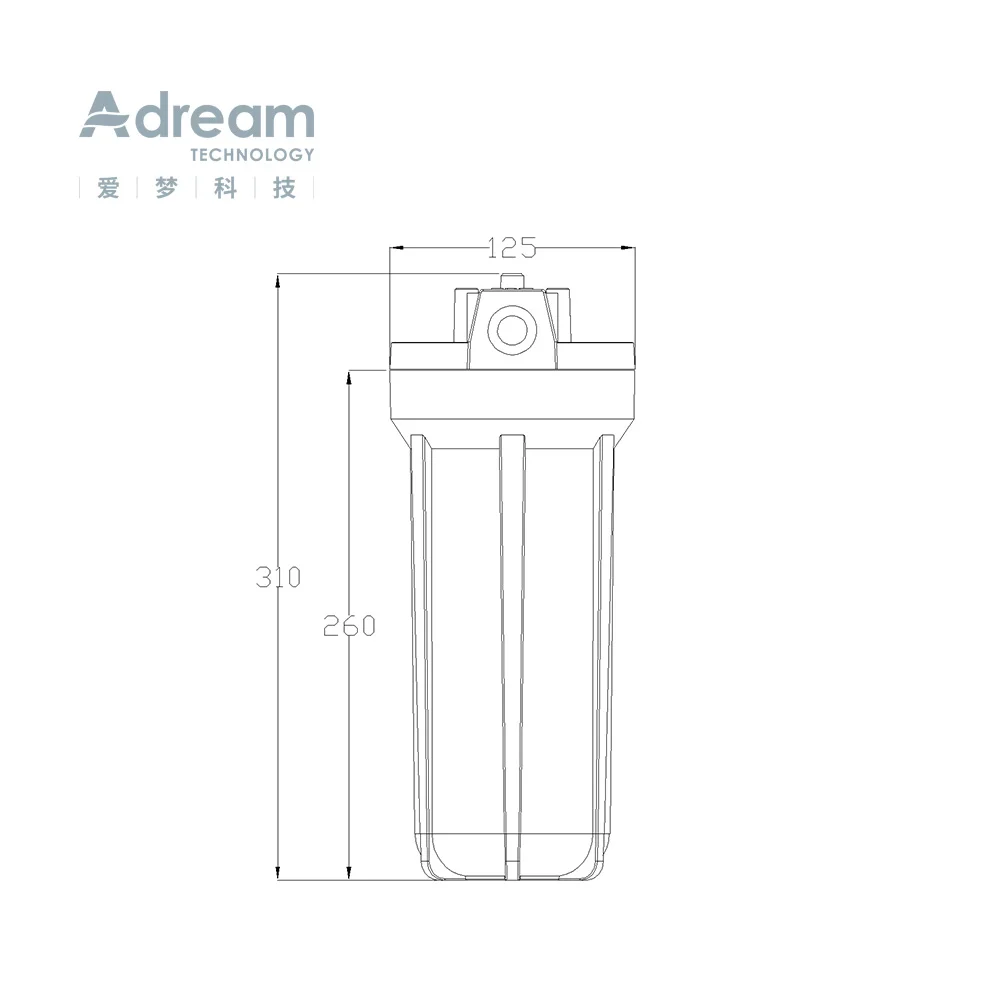 ADREAM TECH 10inch Type B Water Filter Housing Transparent White Blue filter cartridge housing For RO Reverse Osmosis