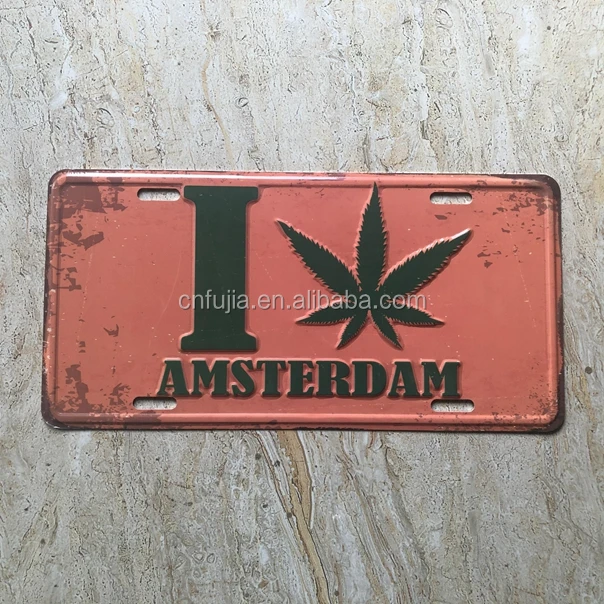 Custom Car Decoration Barcelona License Plate Aluminum Embossed Logo Metal  License Plate