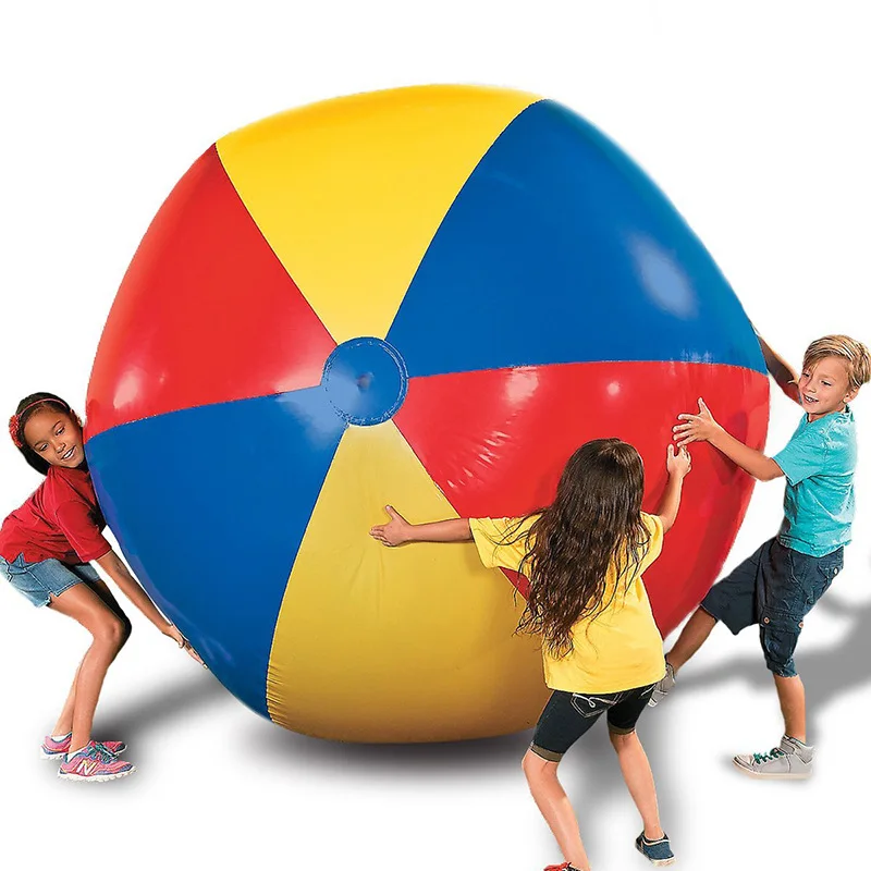 59IN PVC Inflatable Beach Ball Foldable Inflatable Outdoor Water Sports Lawn Entertainment 150cm Interactive Soccer Basketball